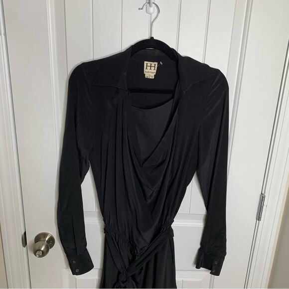 Haute Hippie black‎ silk long sleeves belted mini dress size small - Picture 10 of 12
